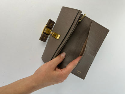 Vintage Salvatore Ferragamo Vara Saffiano Leather Bifold Wallet Taupe