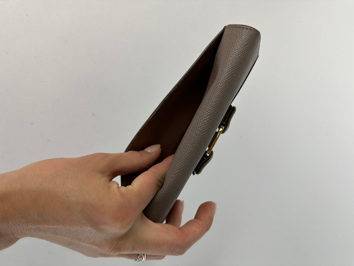 Vintage Salvatore Ferragamo Vara Saffiano Leather Bifold Wallet Taupe