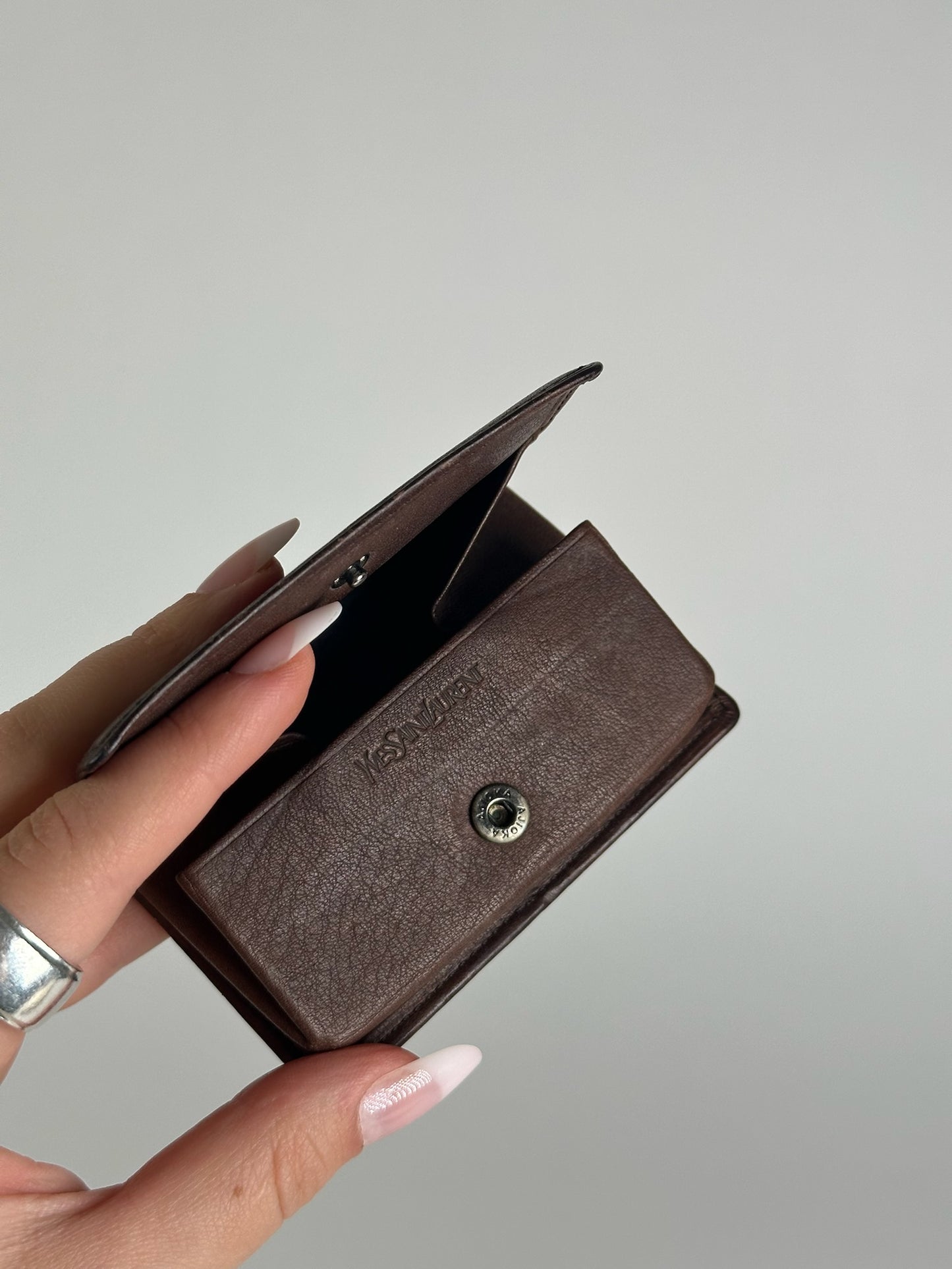 Vintage Yves Saint Laurent Leather Card Holder Brown