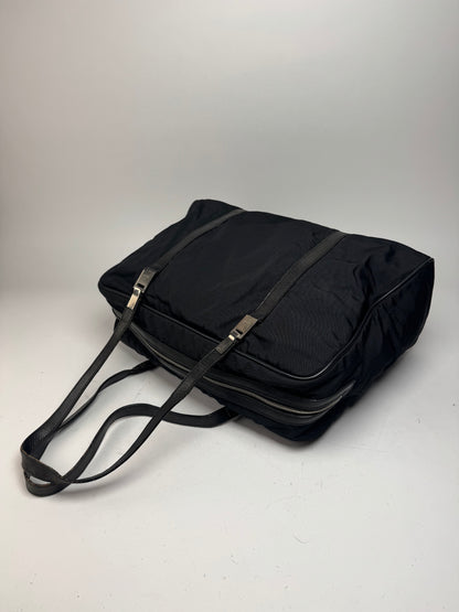 Vintage Gucci Polyester Leather Duffel Bag / Weekender Black