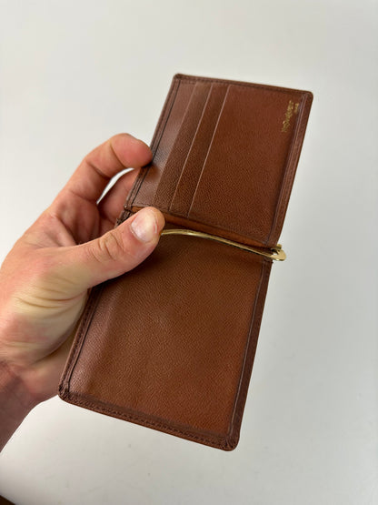 Vintage Saint Laurent Grained Leather Wallet Brown Gold