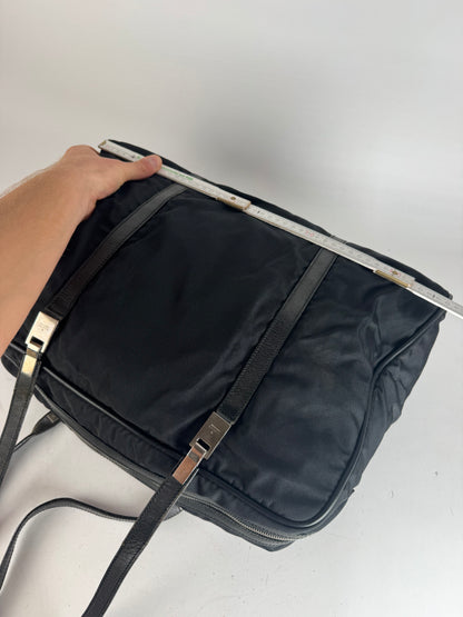 Vintage Gucci Polyester Leather Duffel Bag / Weekender Black