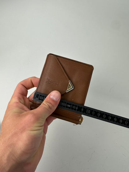 Vintage Saint Laurent Grained Leather Wallet Brown Gold