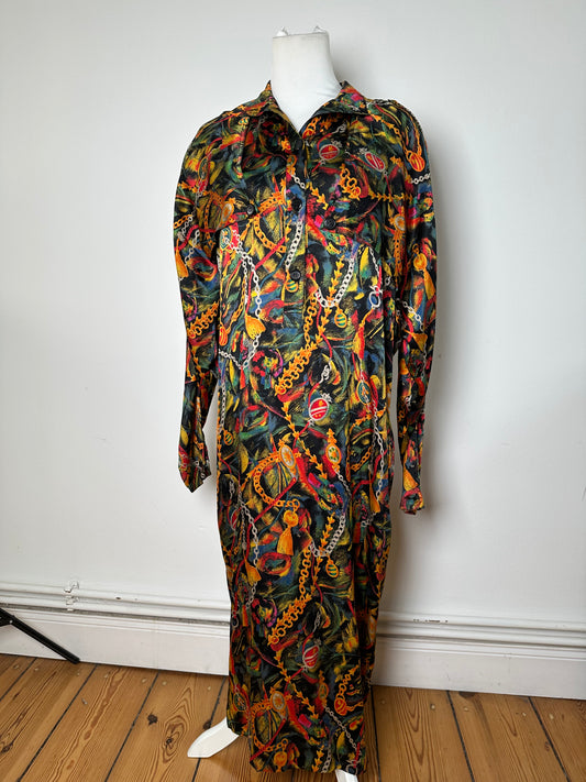 Vintage Gucci Abstract Multicolor Silk Dress L