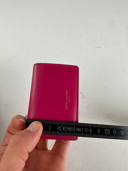 Saint Laurent Paris Smooth Leather Key Case Fuchsia