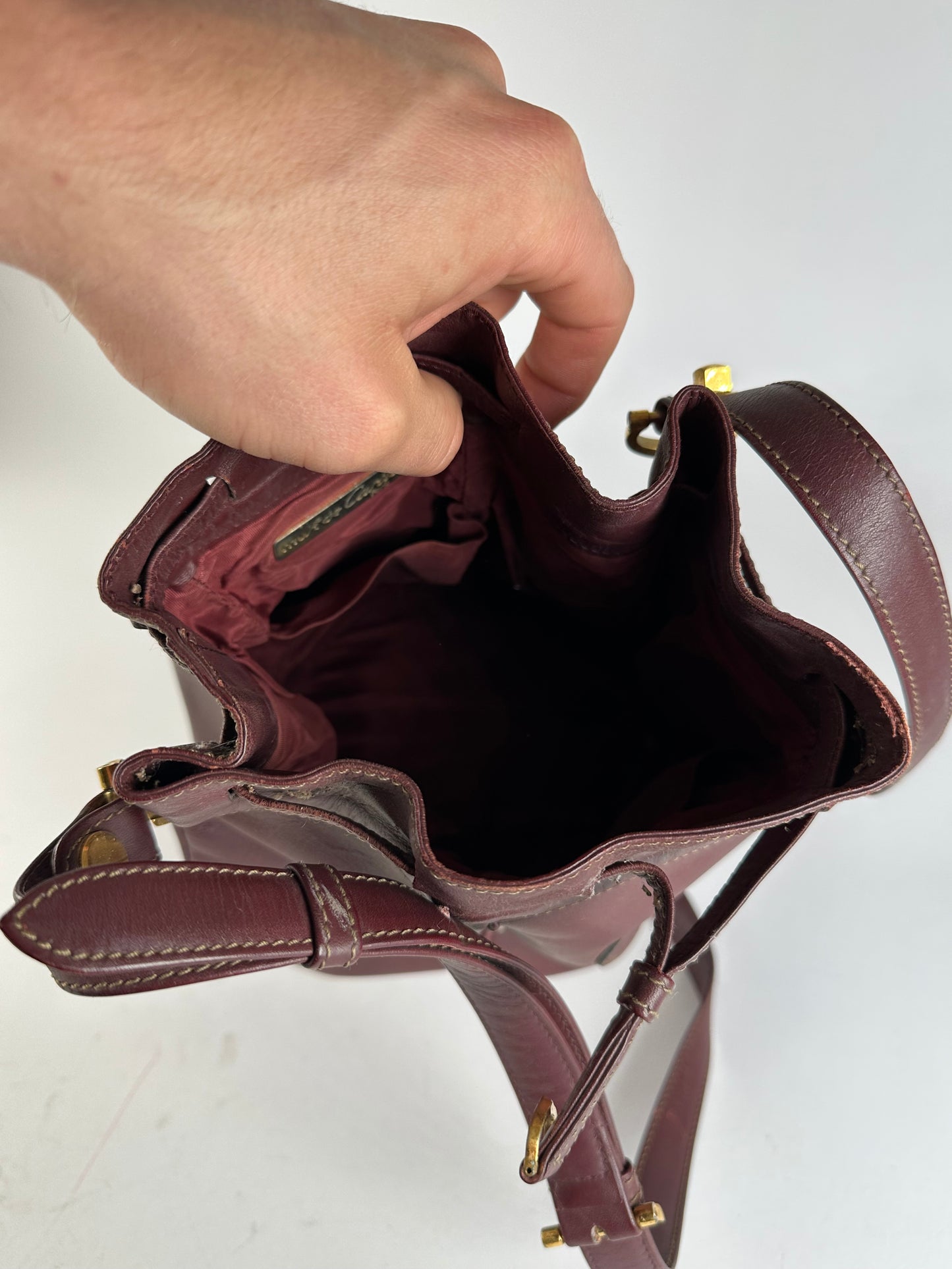 Vintage Cartier Must de Cartier Sac Seau Leather Crossbody Bucket Bag Bordeaux