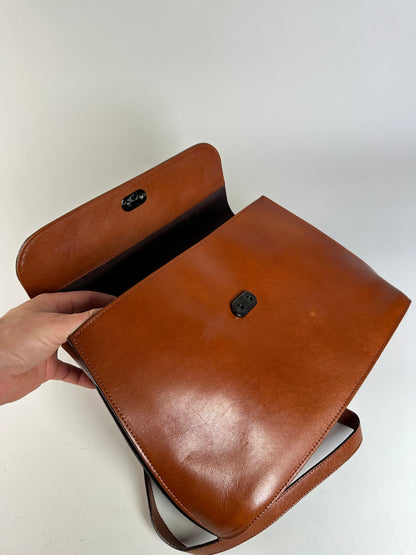 Vintage Issey Miyake Leather Shoulder Bag Chestnut Brown
