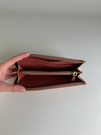 Vintage Miu Miu Crocodile-Embossed Leather Wallet Orange Gold