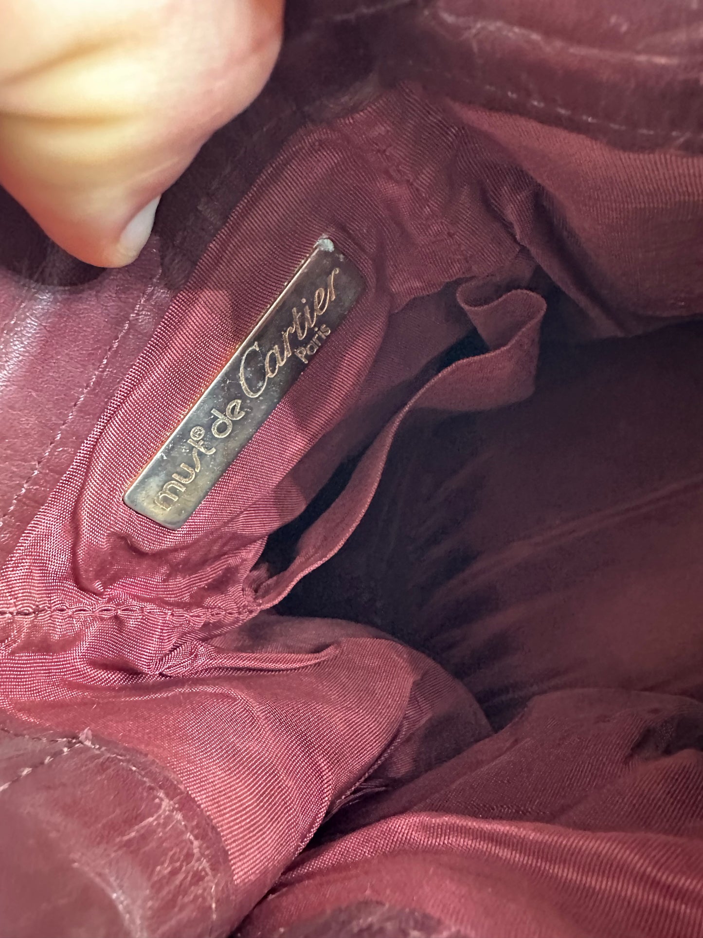 Vintage Cartier Must de Cartier Sac Seau Leather Crossbody Bucket Bag Bordeaux
