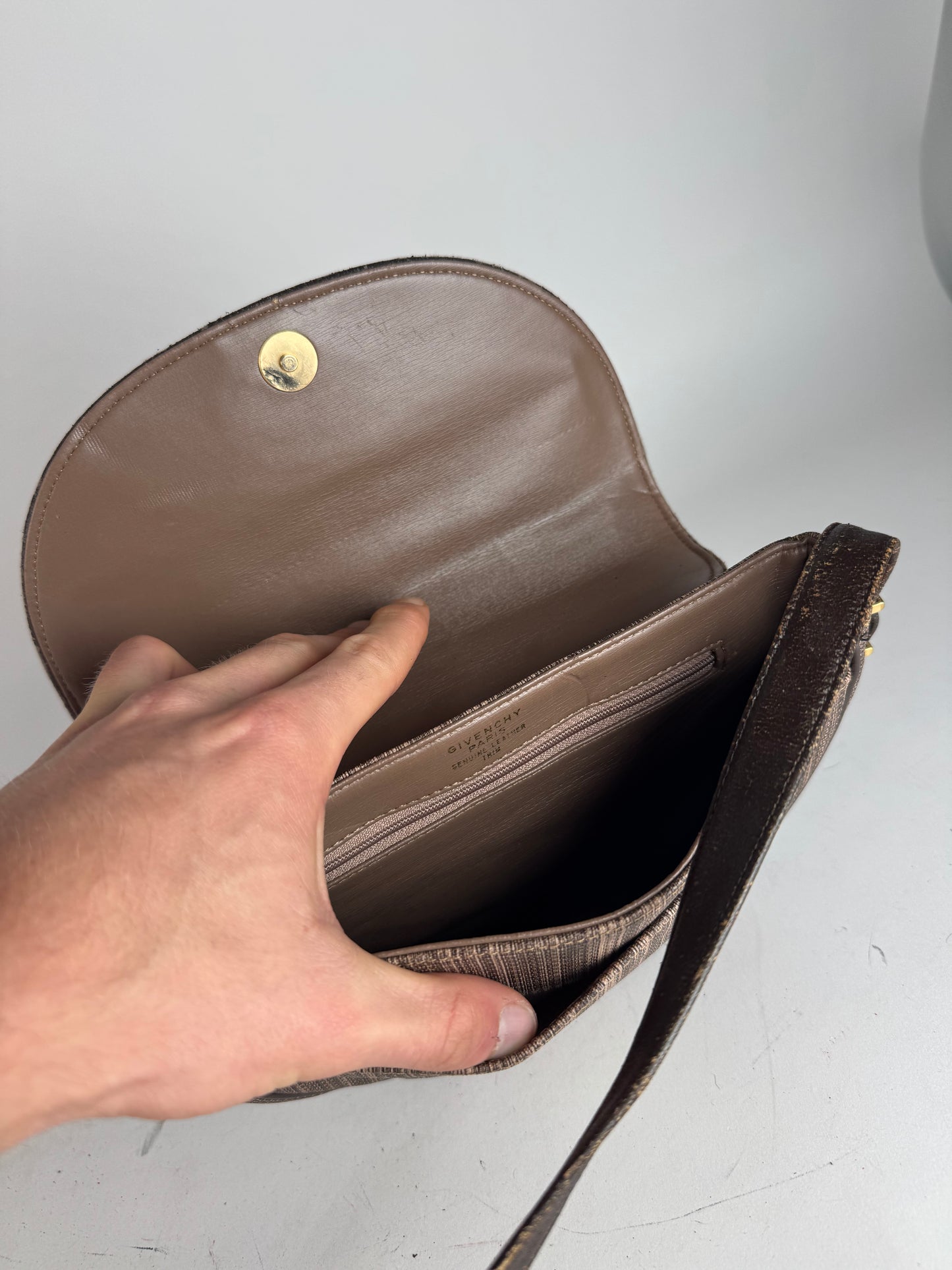 Vintage Givenchy Leather Shoulder in Bag Brown