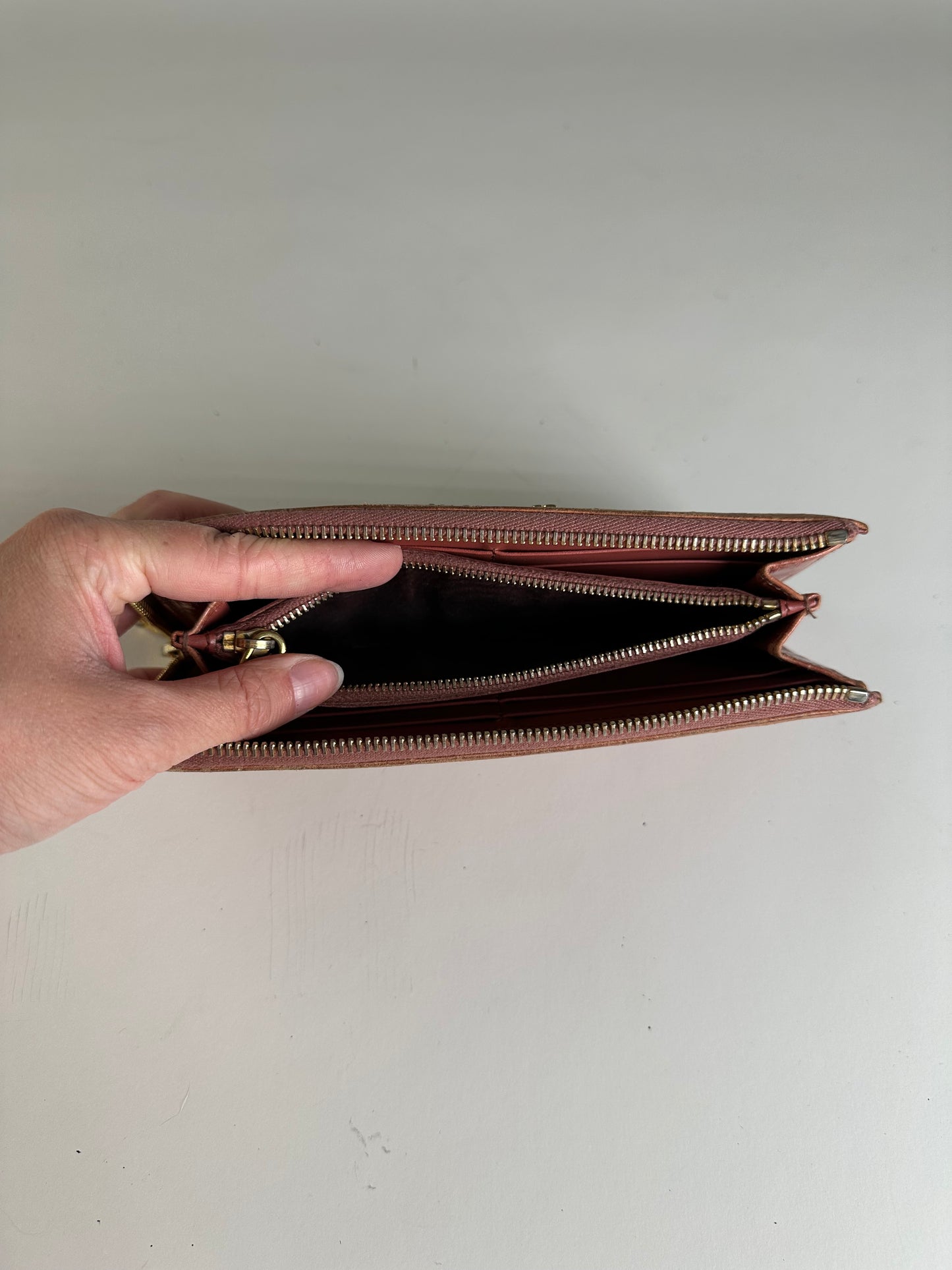 Vintage Miu Miu Crocodile-Embossed Leather Wallet Orange Gold