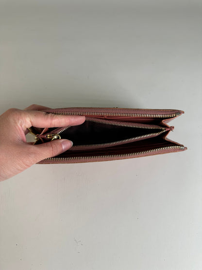 Vintage Miu Miu Crocodile-Embossed Leather Wallet Orange Gold
