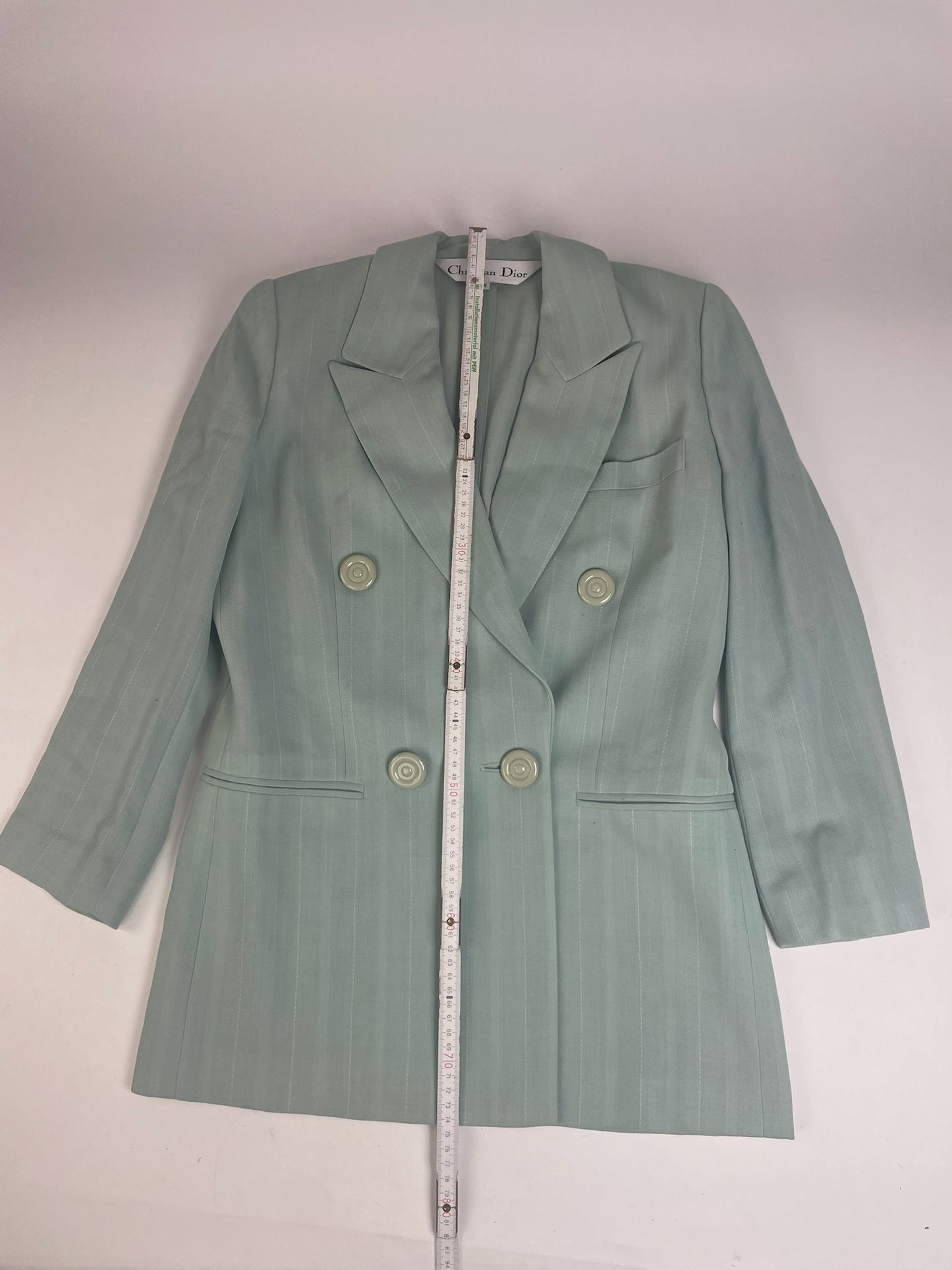 Vintage Dior wool Blazer / Trench turquoise M