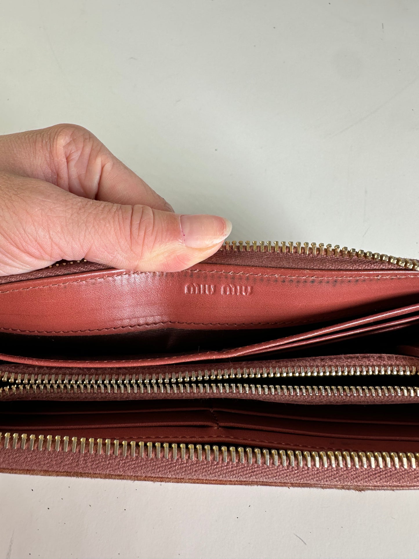 Vintage Miu Miu Crocodile-Embossed Leather Wallet Orange Gold