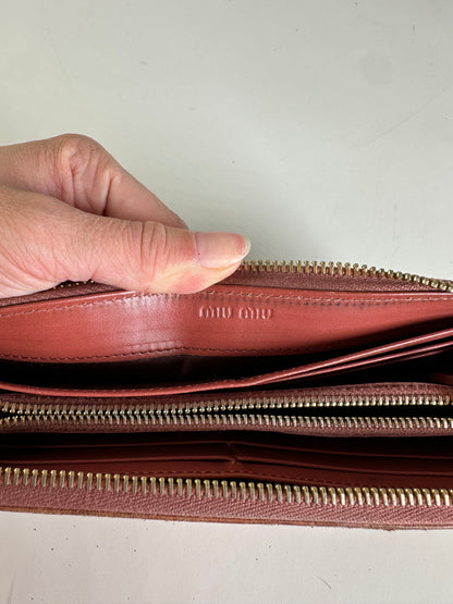 Vintage Miu Miu Crocodile-Embossed Leather Wallet Orange Gold