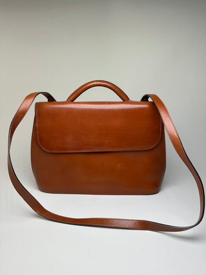 Vintage Issey Miyake Leather Shoulder Bag Chestnut Brown