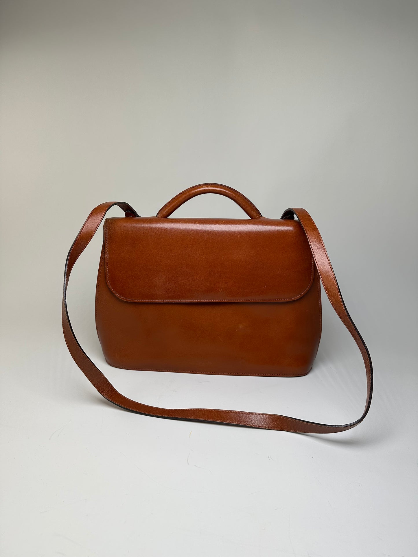 Vintage Issey Miyake Leather Shoulder Bag Chestnut Brown