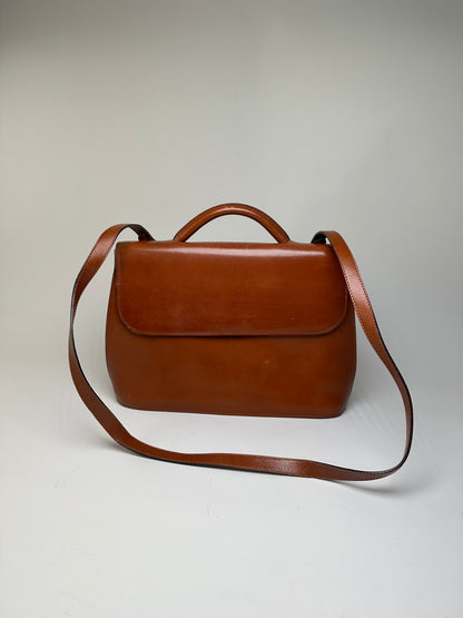 Vintage Issey Miyake Leather Shoulder Bag Chestnut Brown