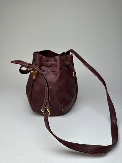 Vintage Cartier Must de Cartier Sac Seau Leather Crossbody Bucket Bag Bordeaux