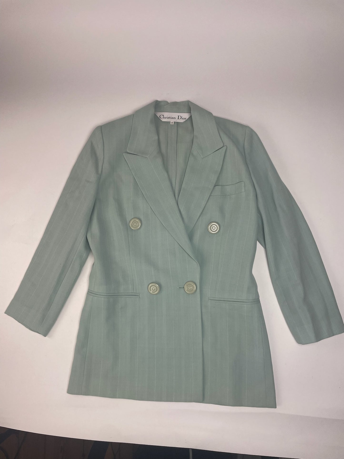 Vintage Dior wool Blazer / Trench turquoise M