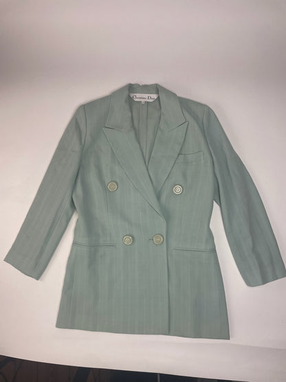 Vintage Dior wool Blazer / Trench turquoise M