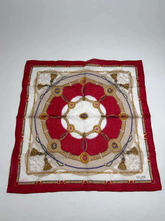 Vintage Celine Cloth Red white golden