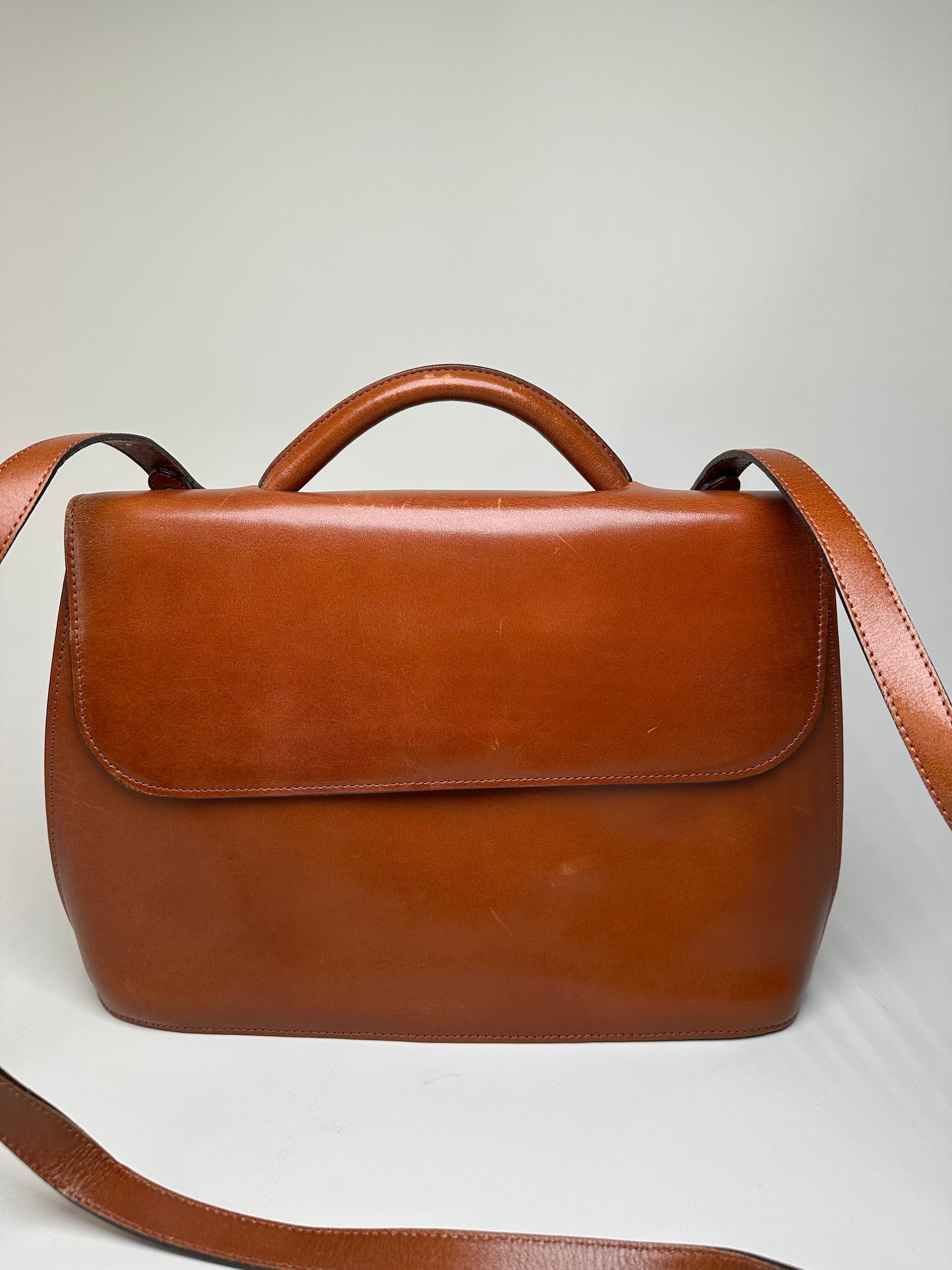 Vintage Issey Miyake Leather Shoulder Bag Chestnut Brown
