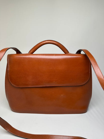 Vintage Issey Miyake Leather Shoulder Bag Chestnut Brown