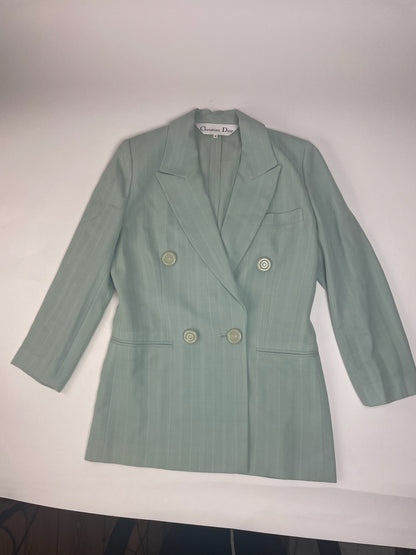 Vintage Dior wool Blazer / Trench turquoise M