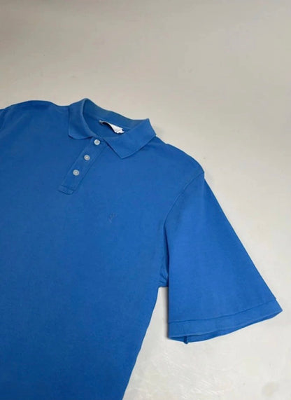 Vintage YSL Men's Cotton Polo Shirt Bright Blue L