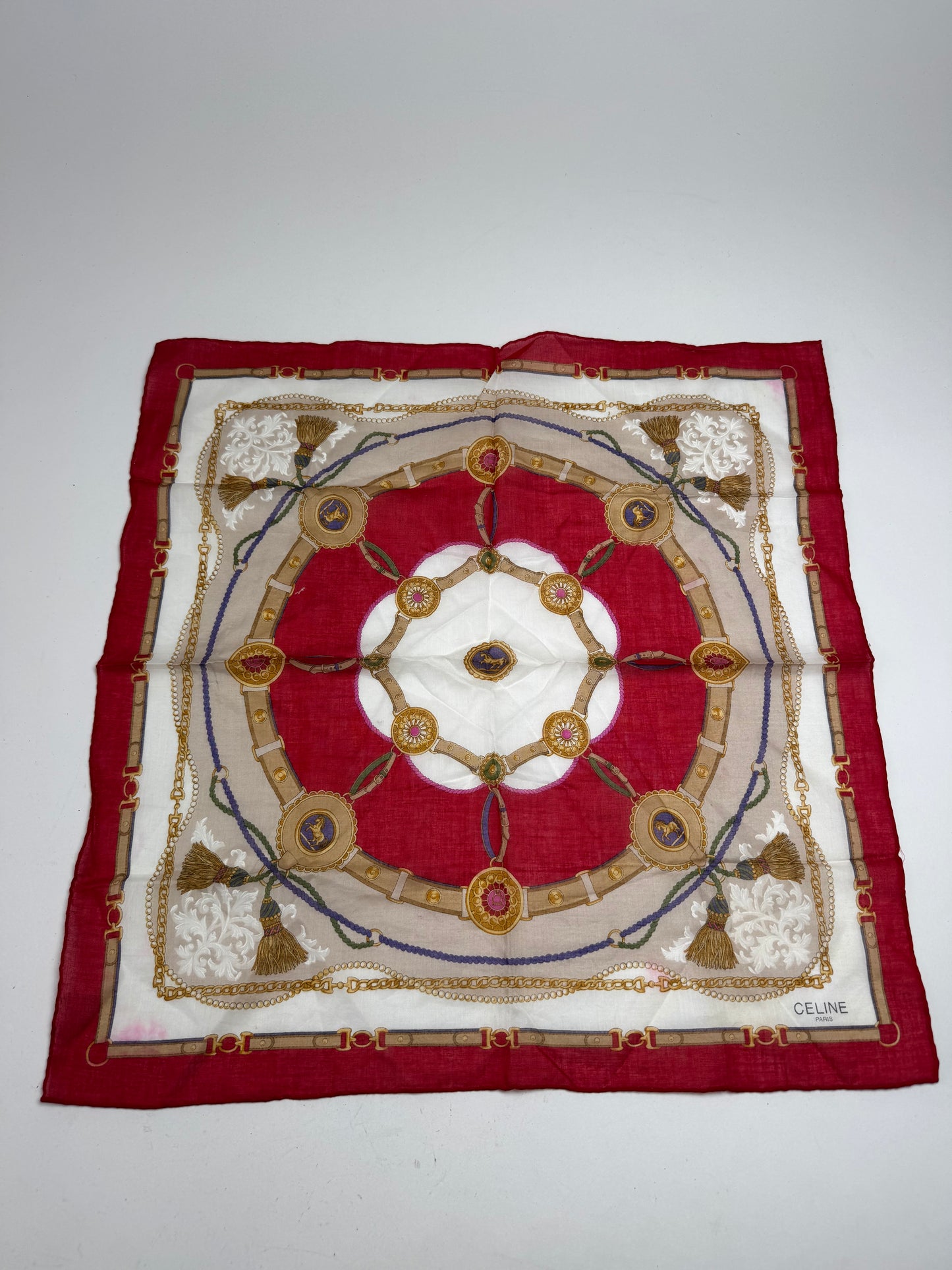 Vintage Celine Cloth Red white golden