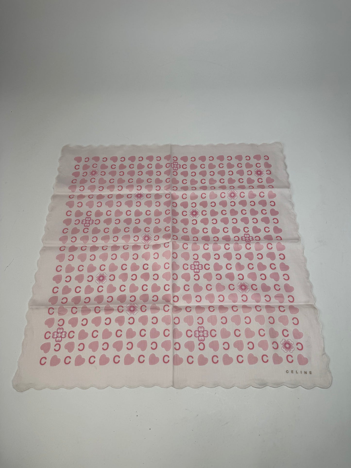 Vintage Celine Monogram Scarf White Pink