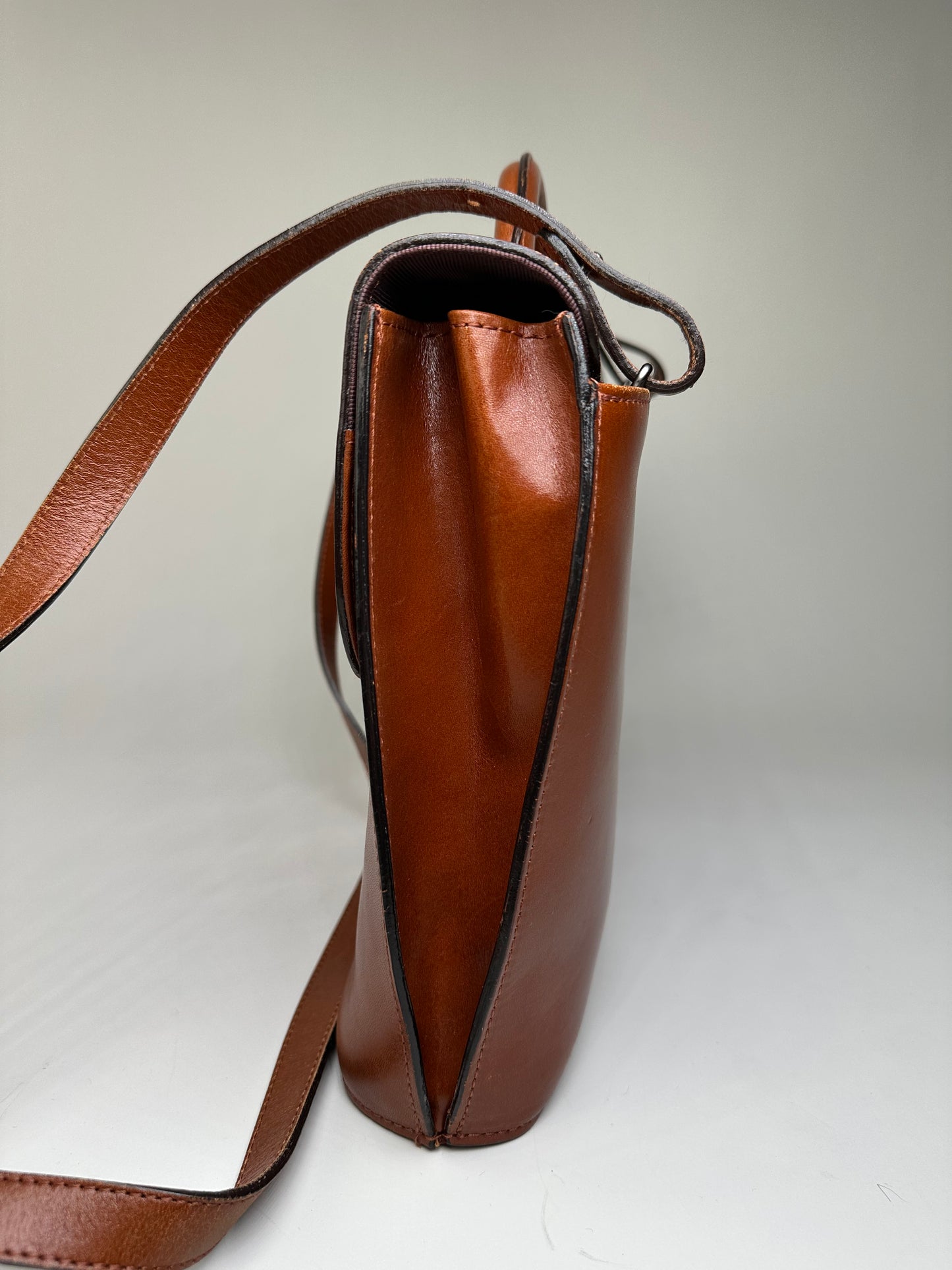 Vintage Issey Miyake Leather Shoulder Bag Chestnut Brown
