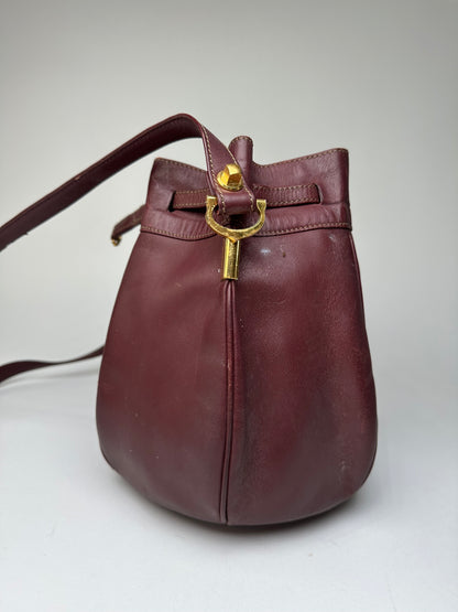 Vintage Cartier Must de Cartier Sac Seau Leather Crossbody Bucket Bag Bordeaux