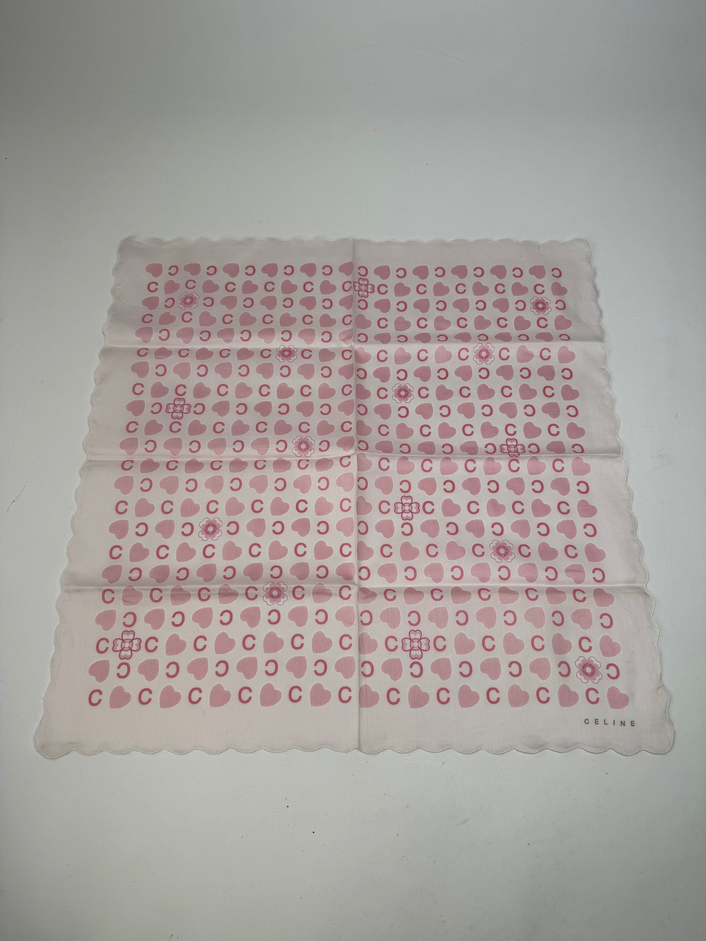 Vintage Celine Monogram Scarf White Pink