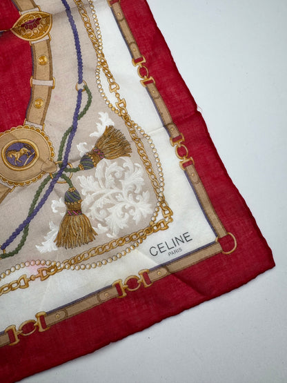 Vintage Celine Cloth Red white golden