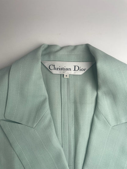 Vintage Dior wool Blazer / Trench turquoise M
