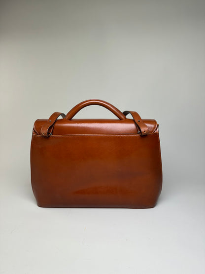 Vintage Issey Miyake Leather Shoulder Bag Chestnut Brown