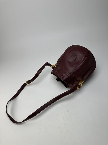Vintage Cartier Must de Cartier Sac Seau Leather Crossbody Bucket Bag Bordeaux
