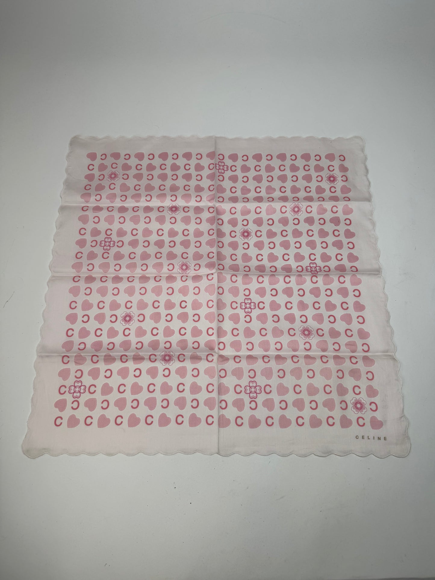 Vintage Celine Monogram Scarf White Pink