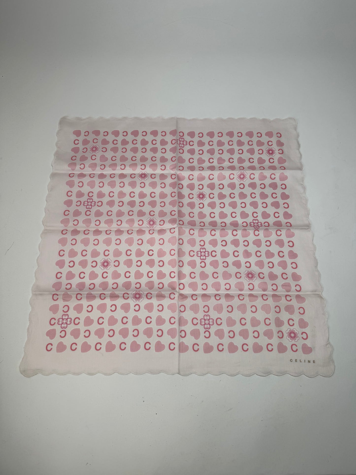 Vintage Celine Monogram Scarf White Pink