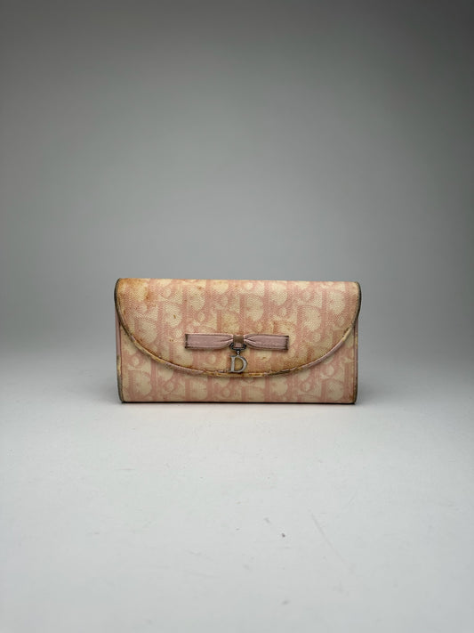 Vintage Dior oblique saddle leather wallet pink