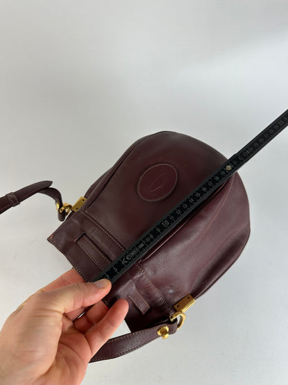 Vintage Cartier Must de Cartier Sac Seau Leather Crossbody Bucket Bag Bordeaux