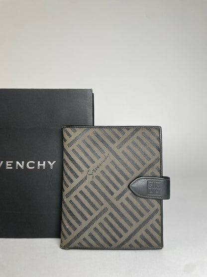 Vintage Givenchy Abstract Leather Wallet Grey Black