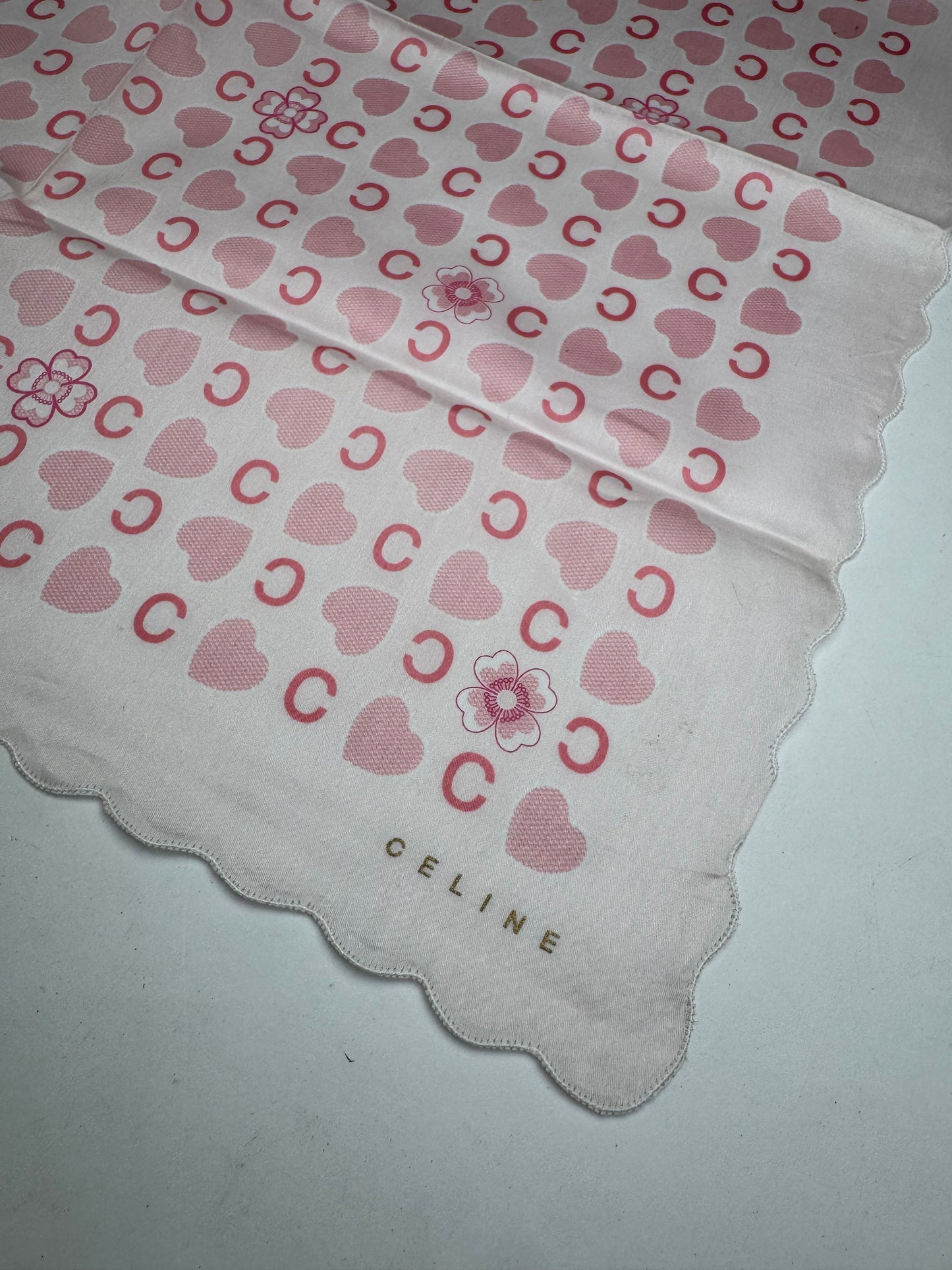 Vintage Celine Monogram Scarf White Pink