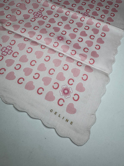 Vintage Celine Monogram Scarf White Pink