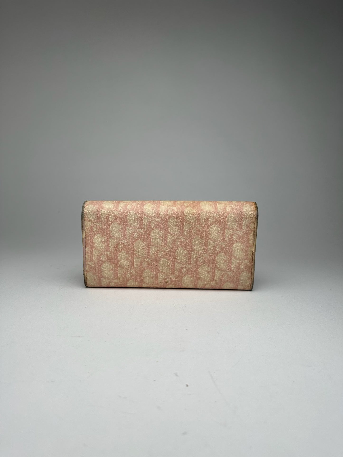 Vintage Dior oblique saddle leather wallet pink
