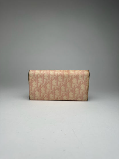 Vintage Dior oblique saddle leather wallet pink