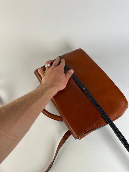 Vintage Issey Miyake Leather Shoulder Bag Chestnut Brown