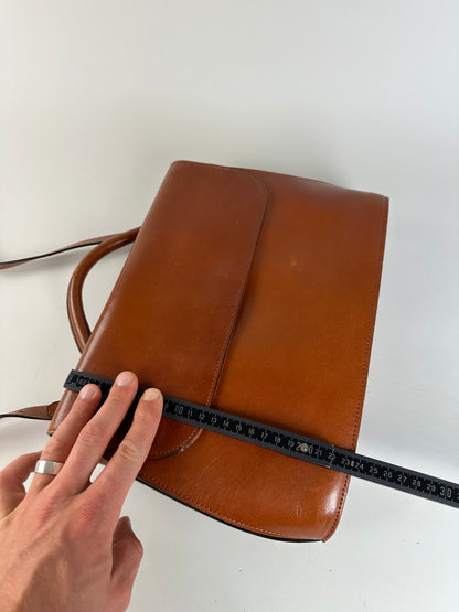 Vintage Issey Miyake Leather Shoulder Bag Chestnut Brown